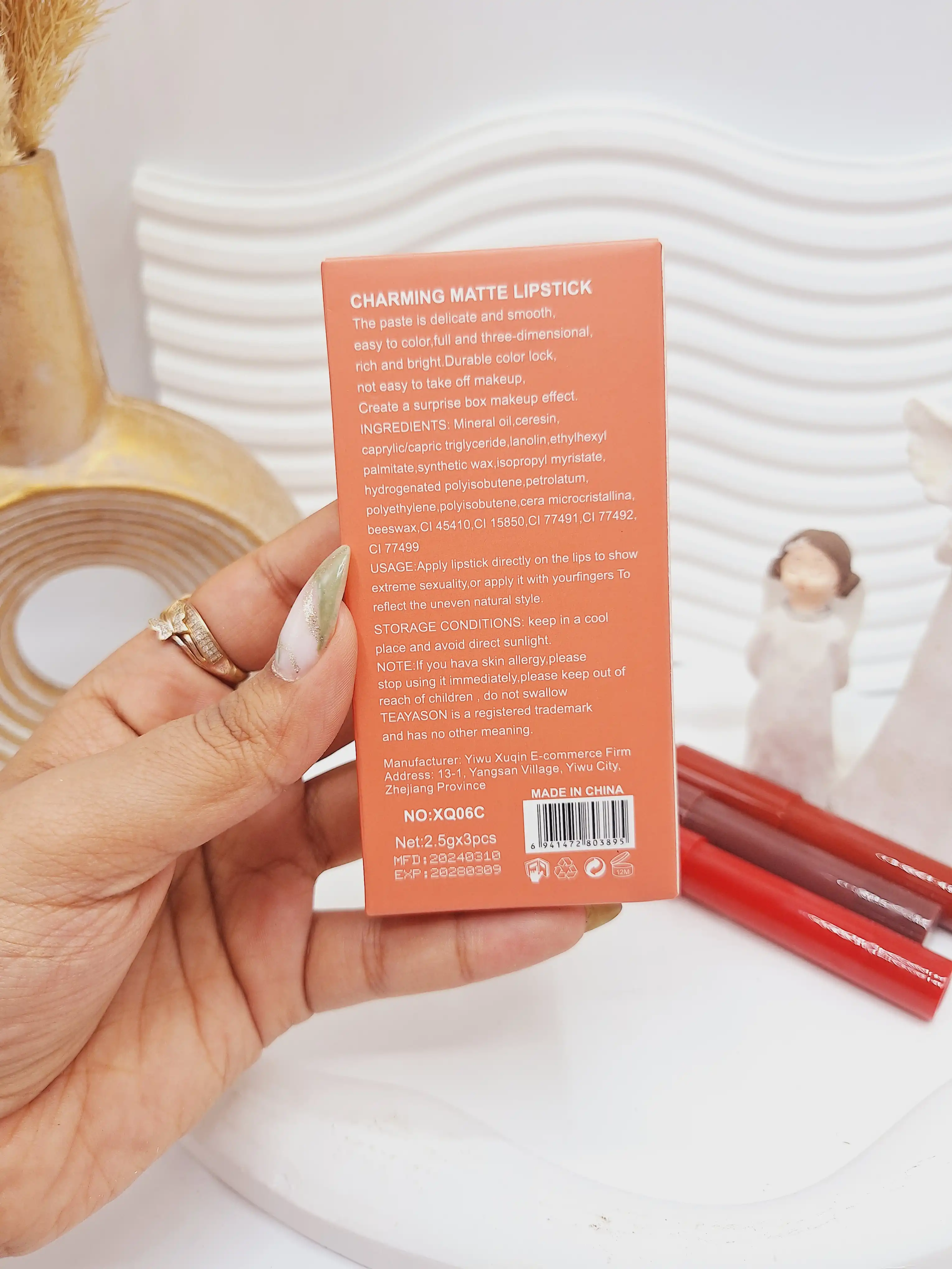 رژ لب 3تایی گیلاس برند ‏TEAYASON‏ کد XQ06C