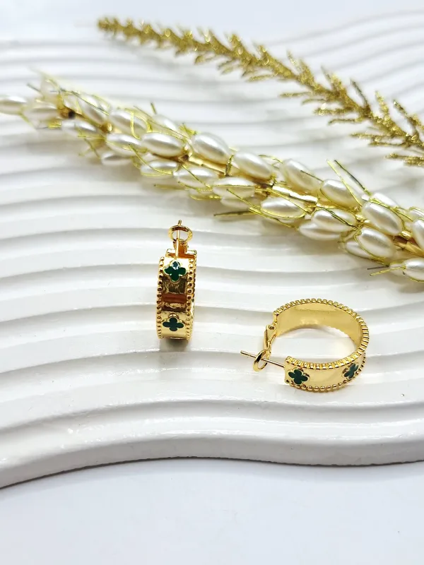 گوشواره ونکلیف مدل گرد رنگ سبز